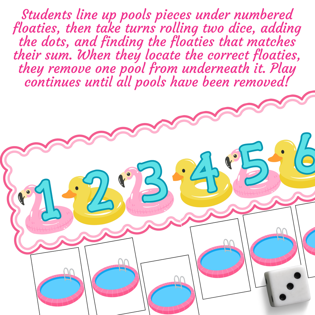 Pool Fun! Roll & Remove | Summer-Themed Addition Game