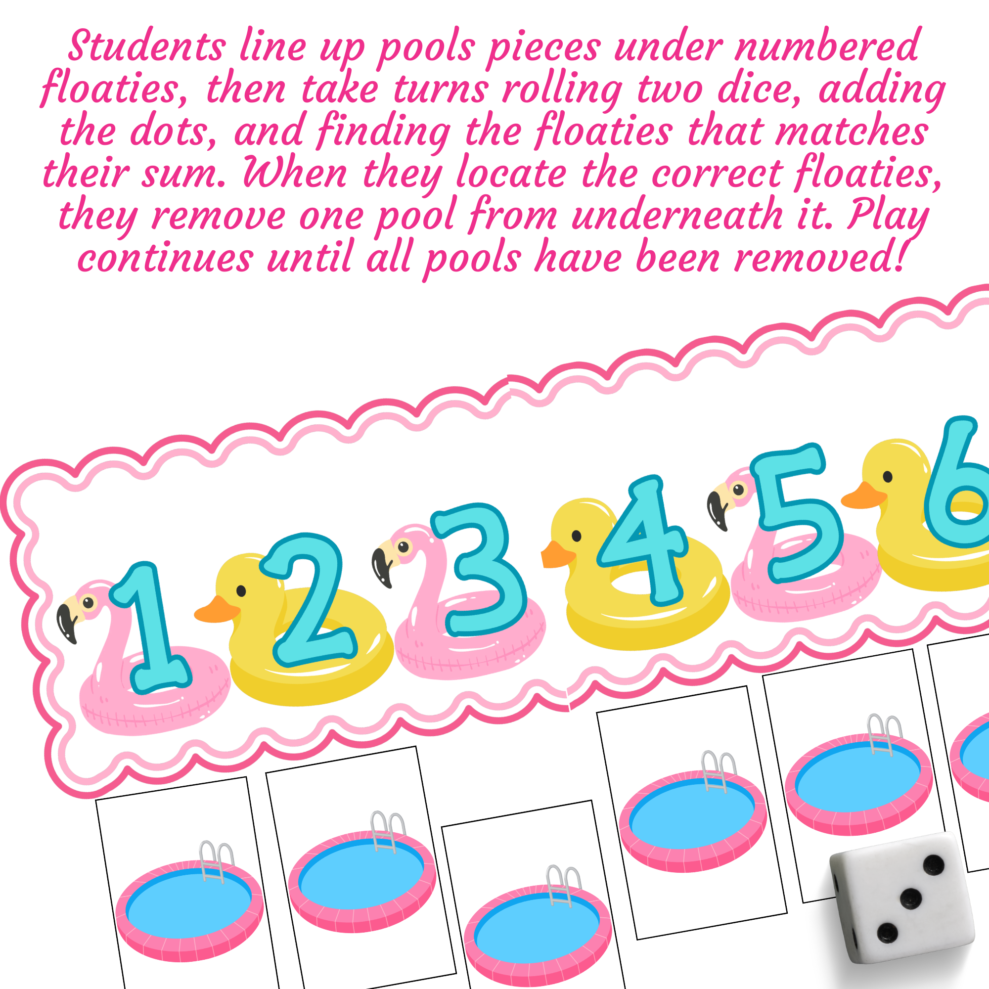 Pool Fun! Roll & Remove | Summer-Themed Addition Game