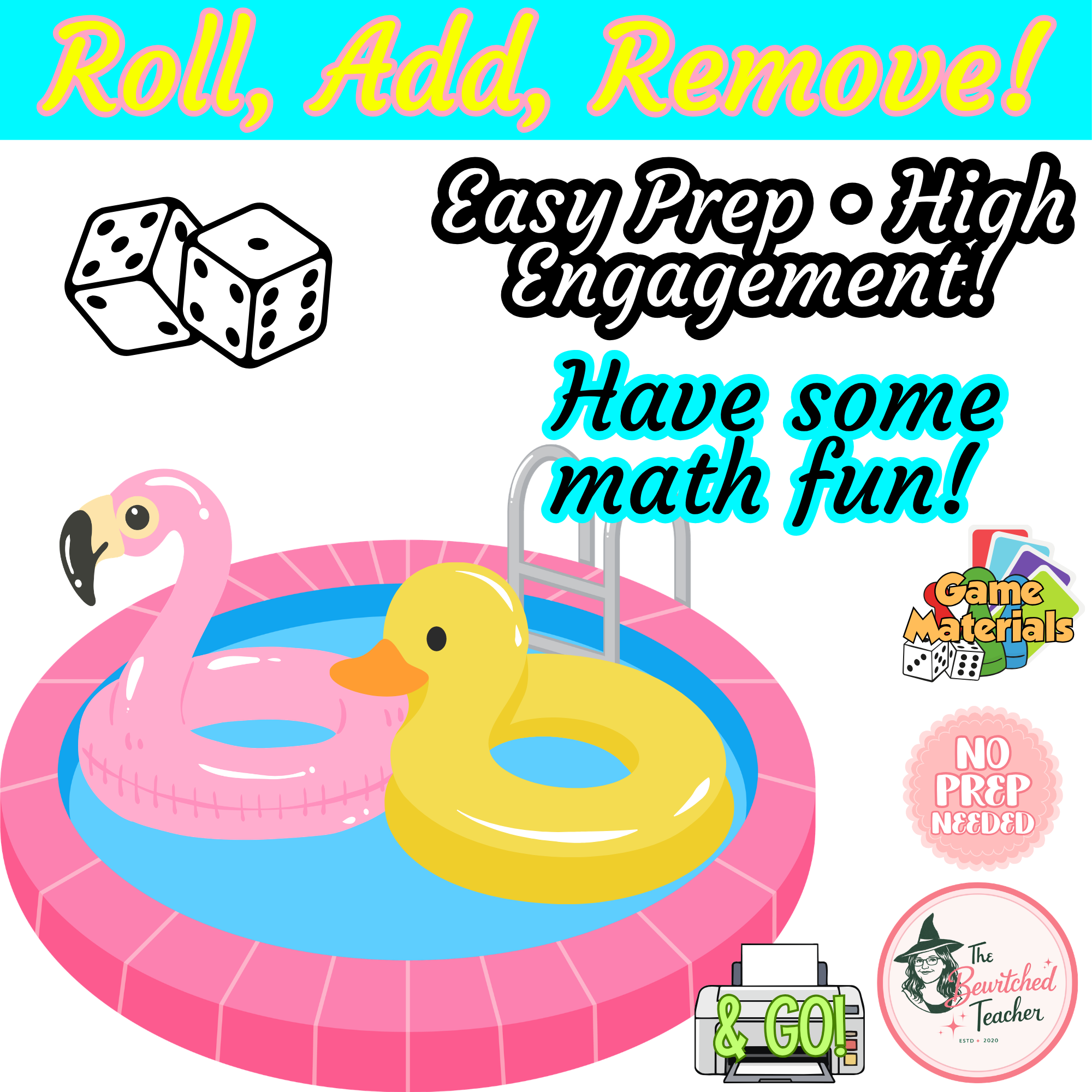 Pool Fun! Roll & Remove | Summer-Themed Addition Game