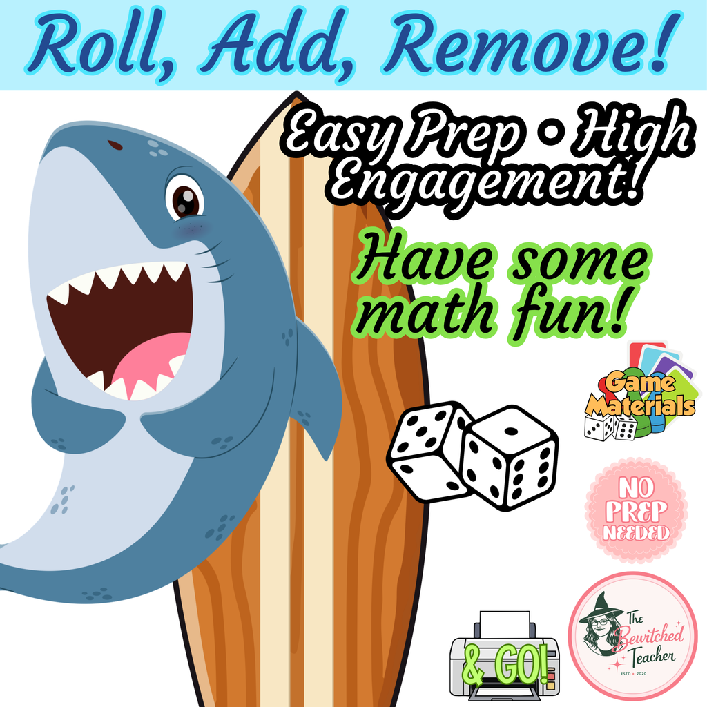Shark Roll & Remove | Beach-Themed Addition Game