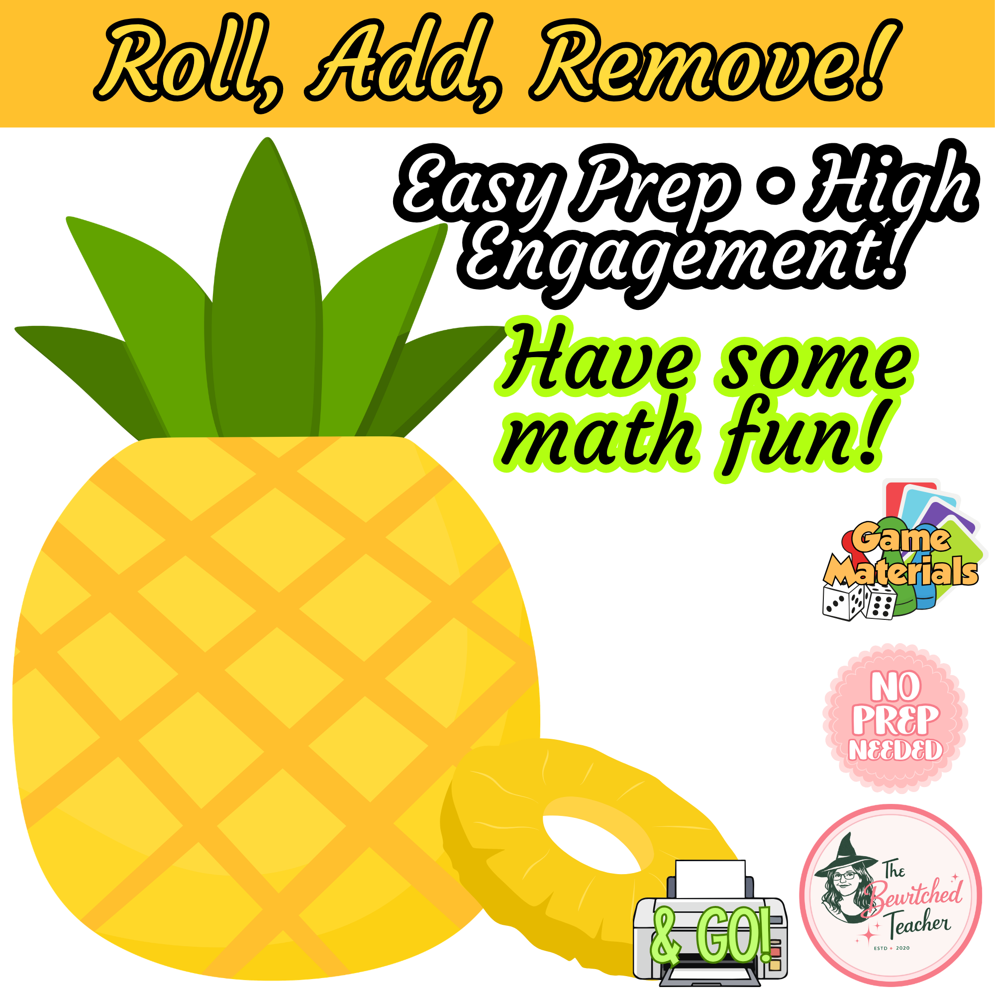 Pineapple Roll & Remove | Fruit-Themed Addition Game