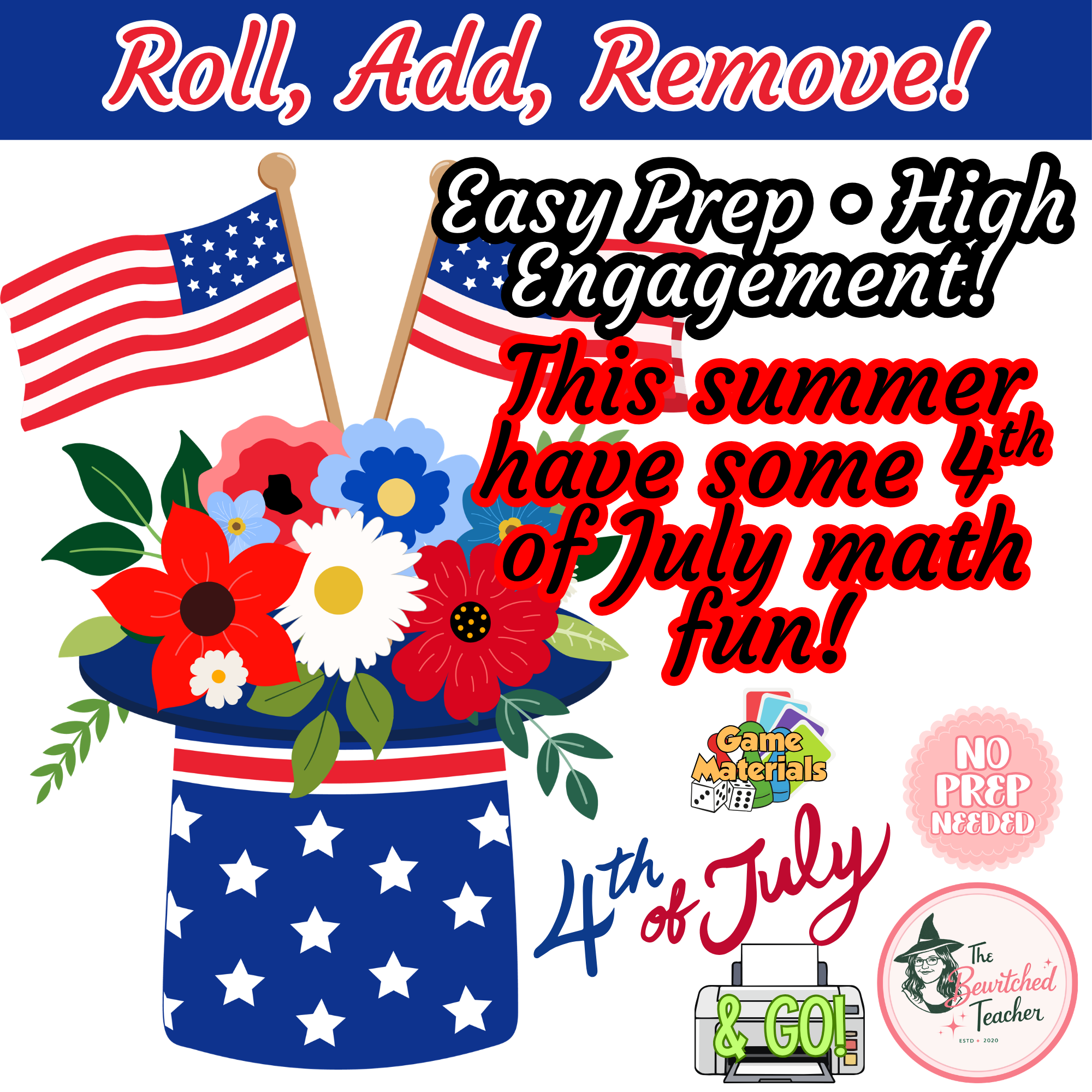4th of July Icon Roll & Remove | 4th of July-Themed Addition Game