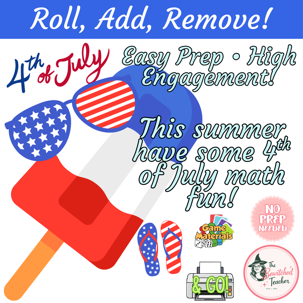 Popsicles & Sunglasses Roll & Remove | 4th of July-Themed Addition Game