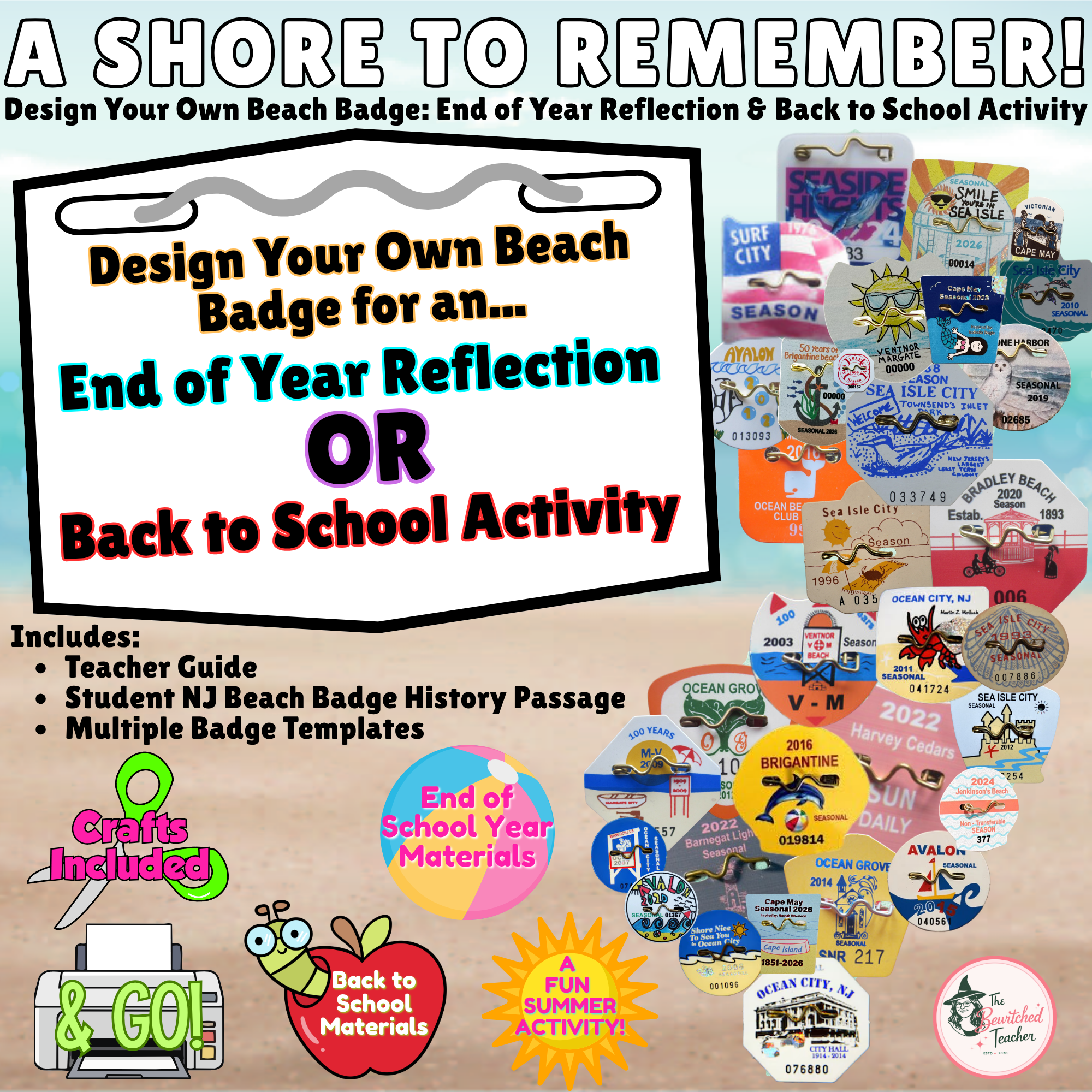 Design Your Own Beach Badge: End of Year Reflection & Back to School Activity