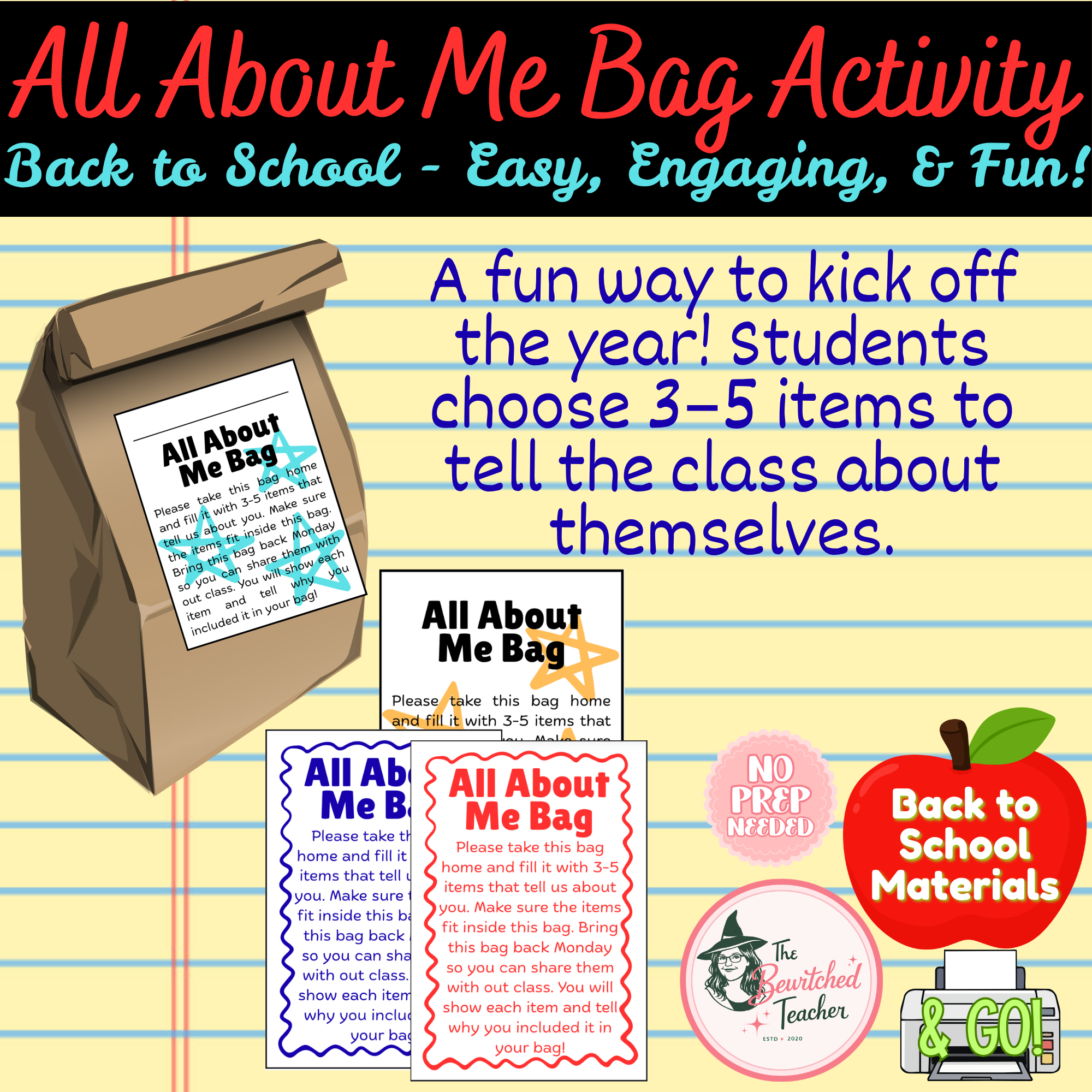 All About Me Bag Activity | 6 Versions for Back to School