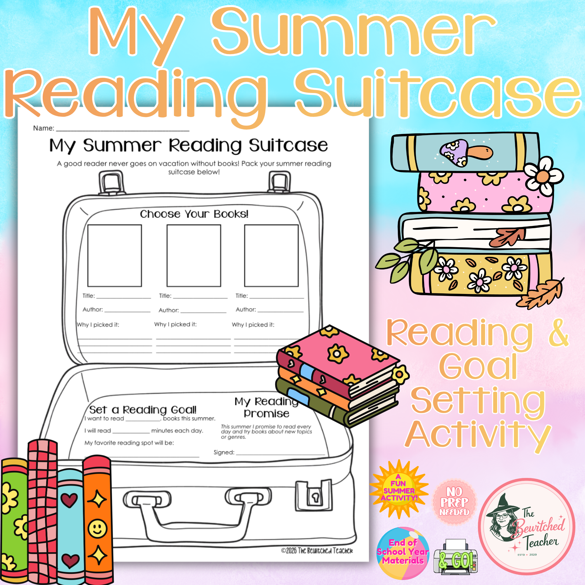 My Summer Reading Suitcase | Reading & Goal Setting Activity