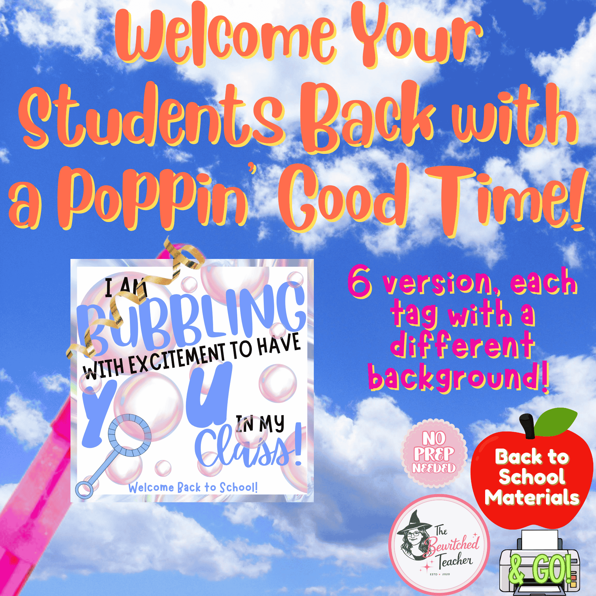 Bubbling with Excitement | Back to School | Student Tags