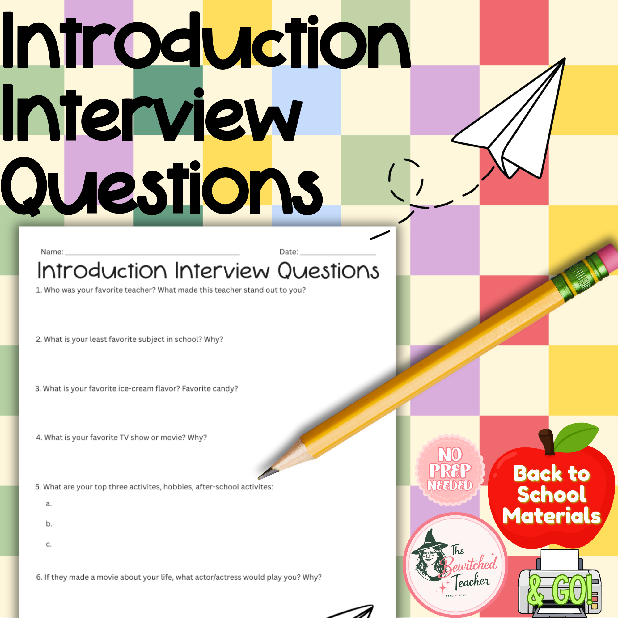 Back to School Introduction Interview Questions | Icebreaker Activity