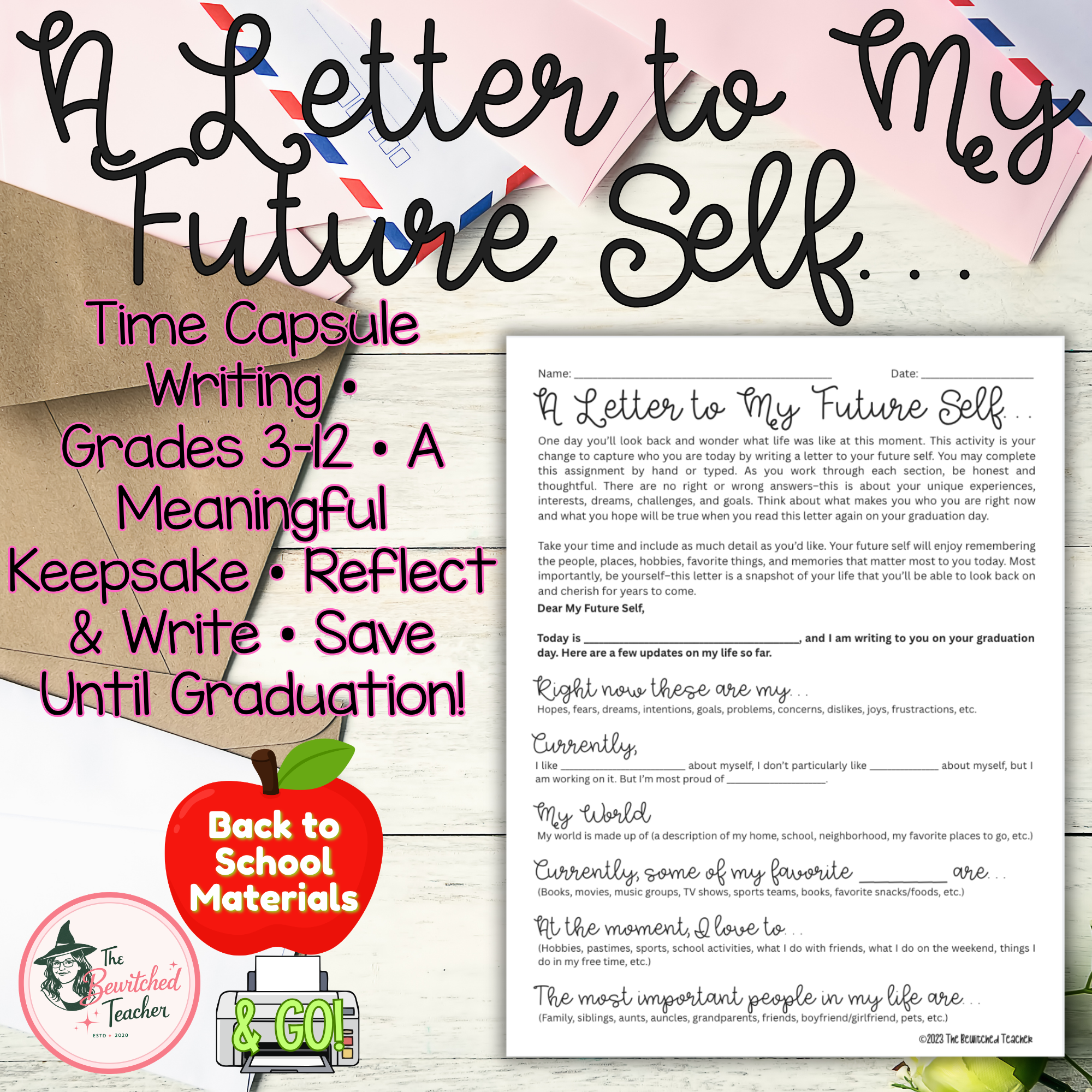 A Letter to My Future Self | Back to School Time Capsule Writing Activity