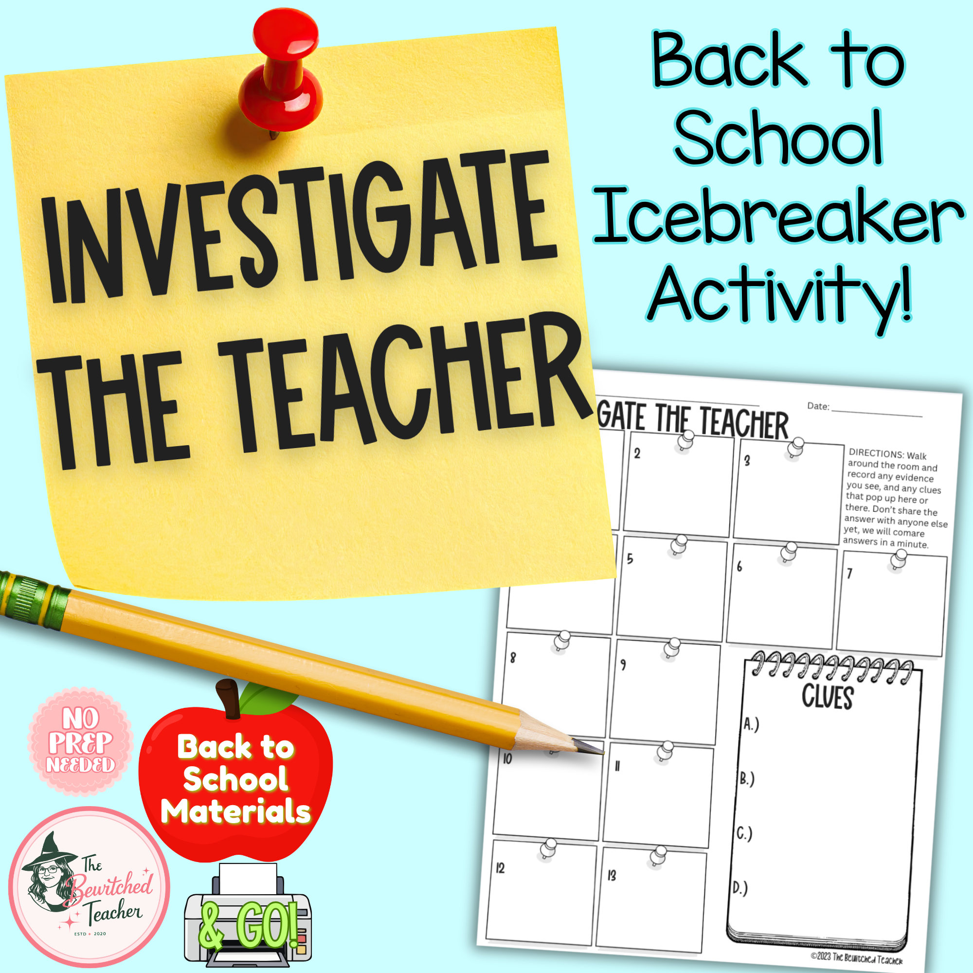 Investigate the Teacher | Back to School Inference Activity | Icebreaker