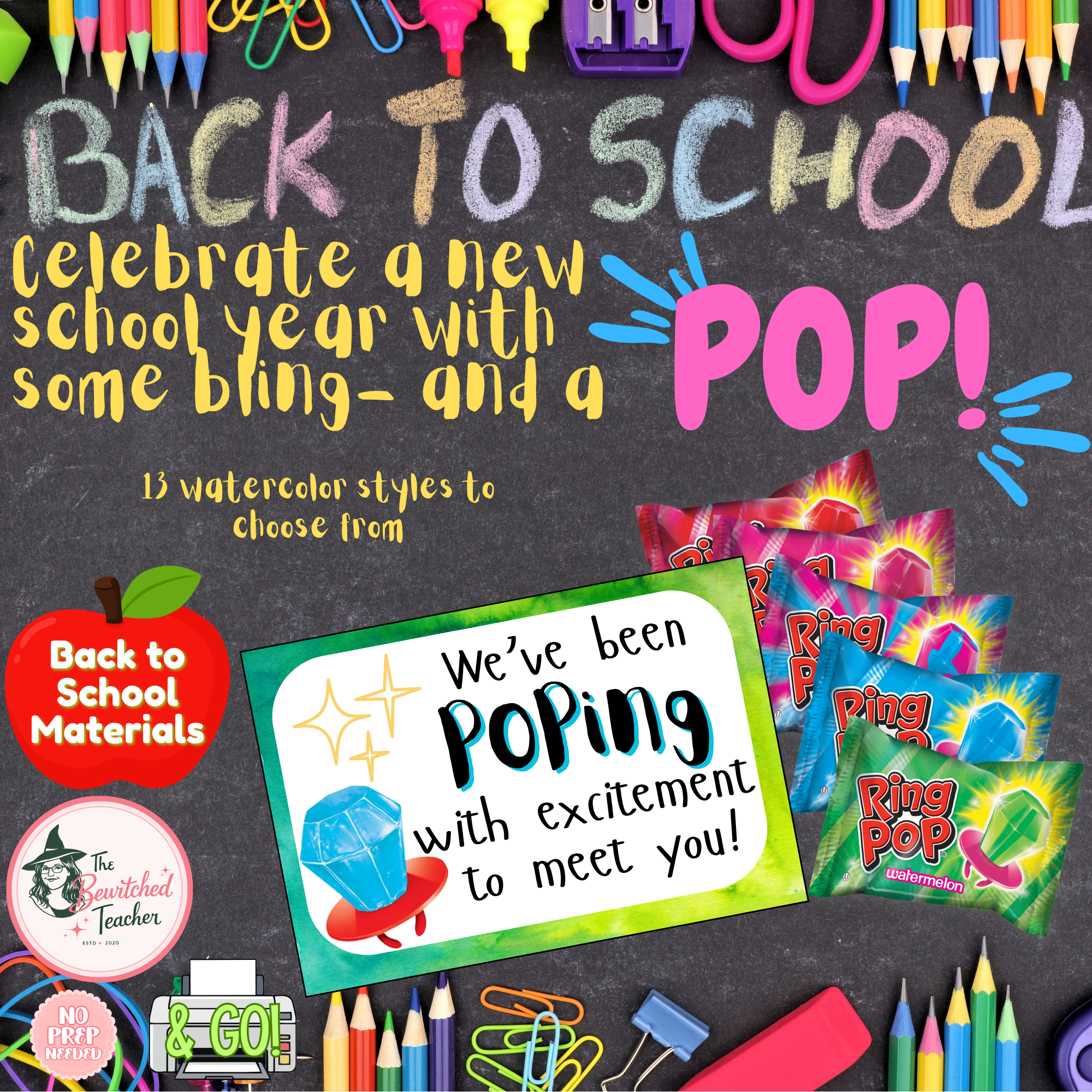 “POPing with Excitement!” – Watercolor Ring Pop Welcome Tags (13 Design Set)