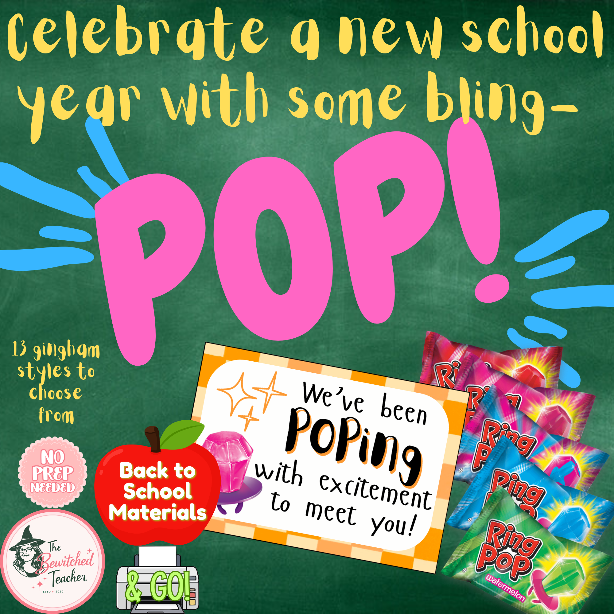 “POPing with Excitement!” – Gingham Ring Pop Welcome Tags (13 Style Set)