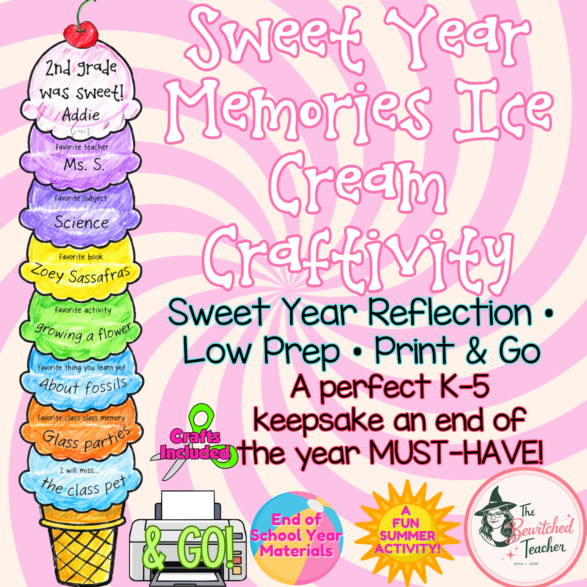End of Year Ice Cream Writing Craftivity | End of Year Reflect & Memory Keepsake