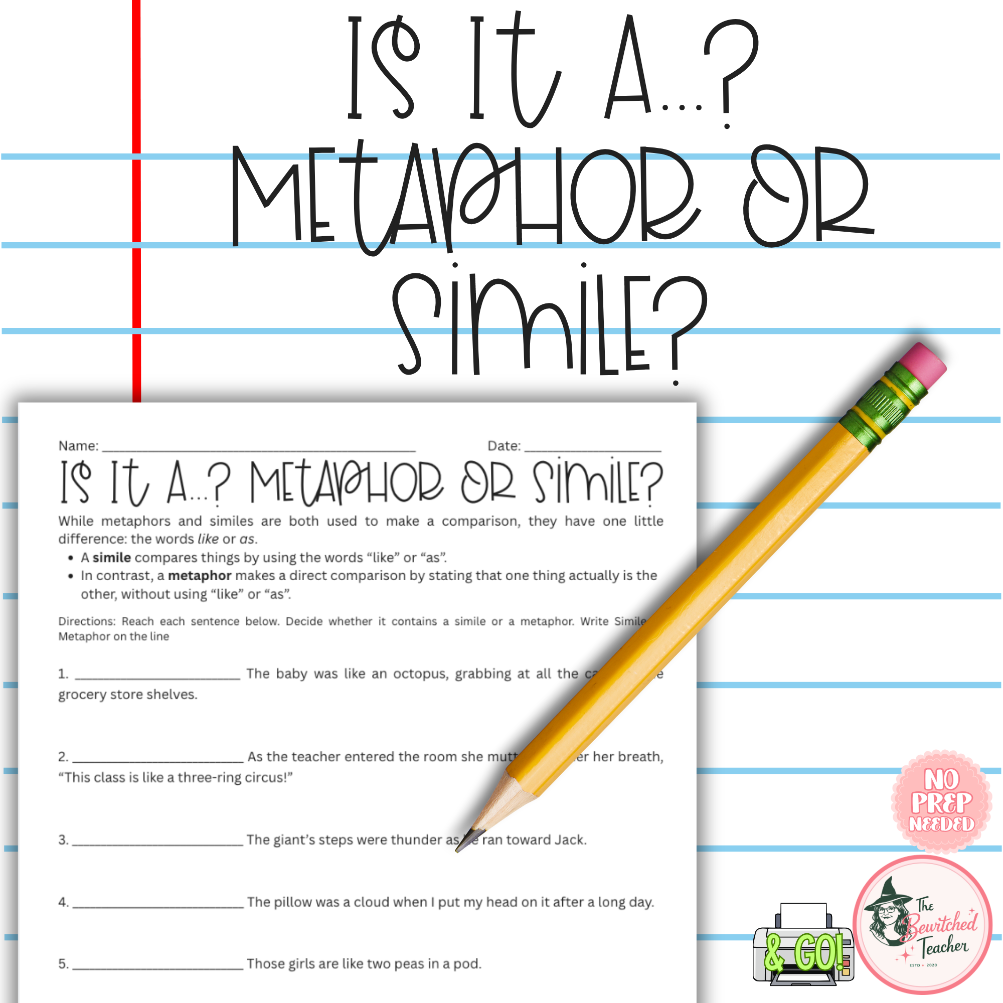 Is It a Metaphor or Simile? | Figurative Language Practice Activity