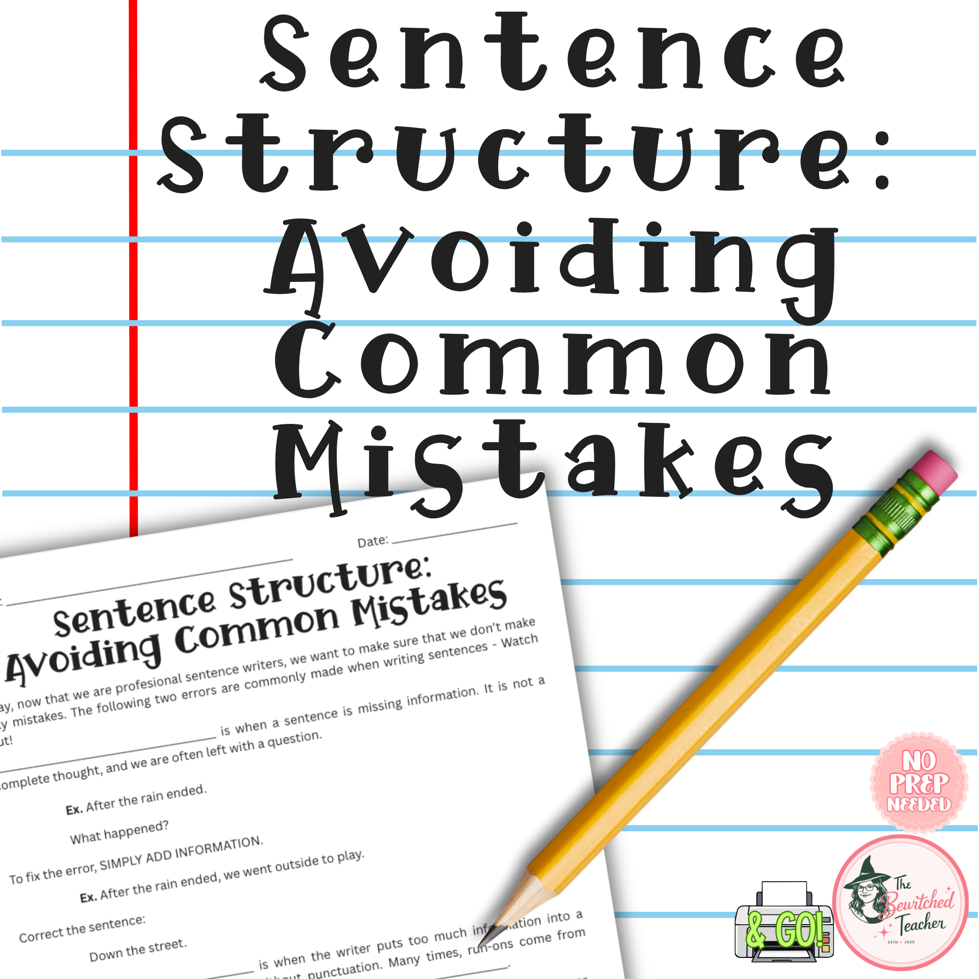 Sentence Structure Worksheet | Fragments & Run-On Sentences