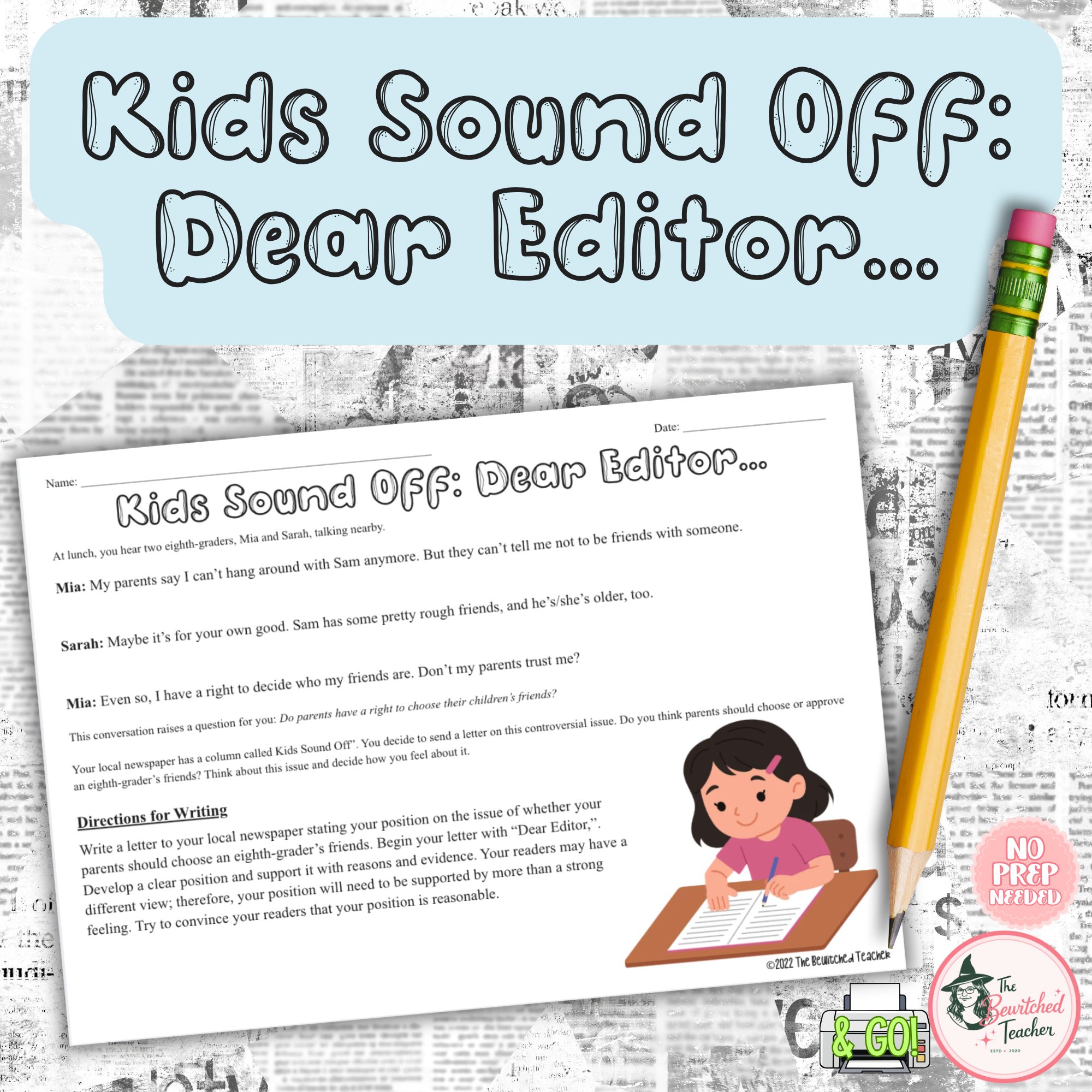 Kids Sound Off: Dear Editor | Persuasive Letter Writing Activity