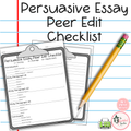 Persuasive Essay Peer Edit Checklist | Writing Revision & Editing Tool
