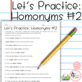 Let's Practice: Homonyms #2 | Commonly Confused Grammar Activity