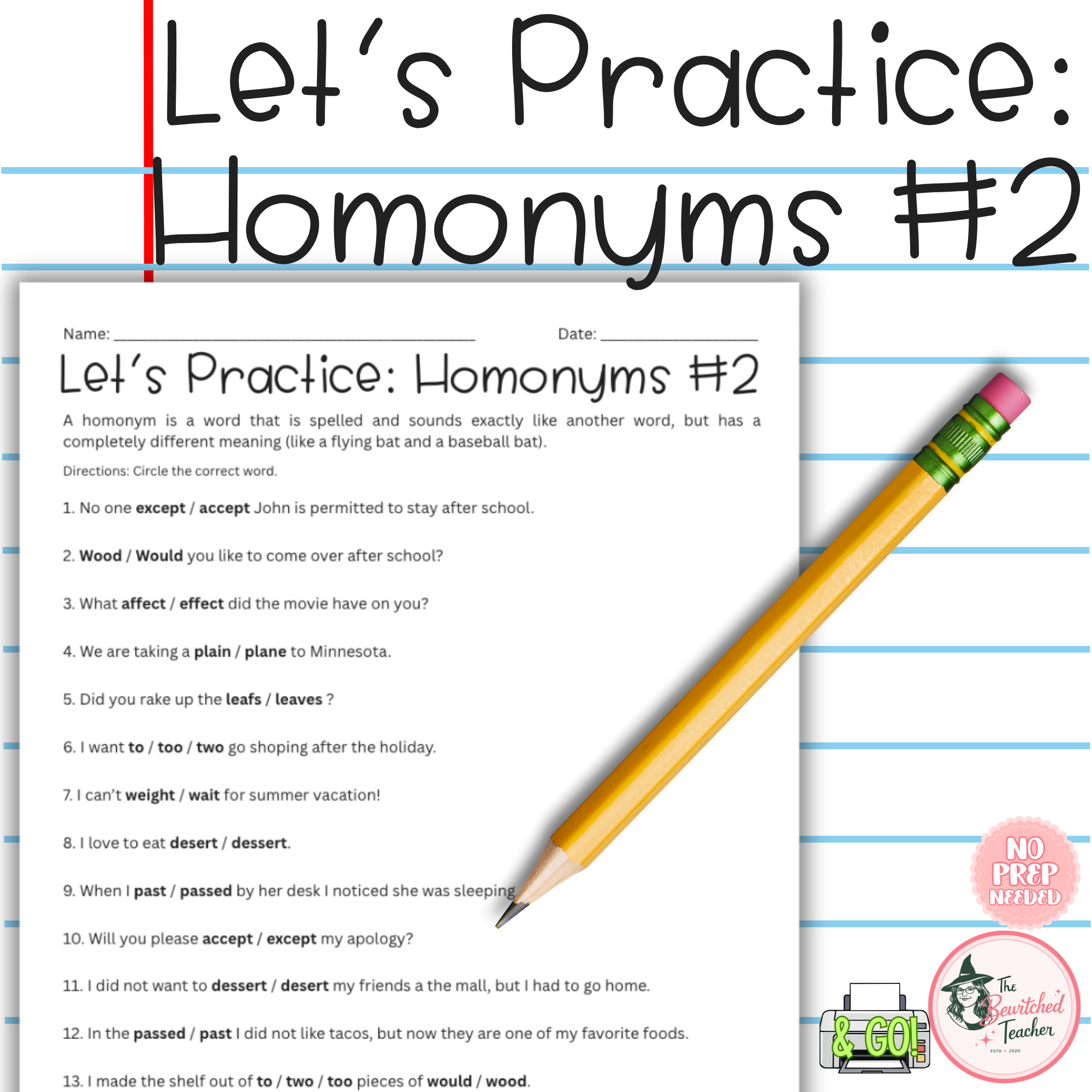 Let's Practice: Homonyms #2 | Commonly Confused Grammar Activity