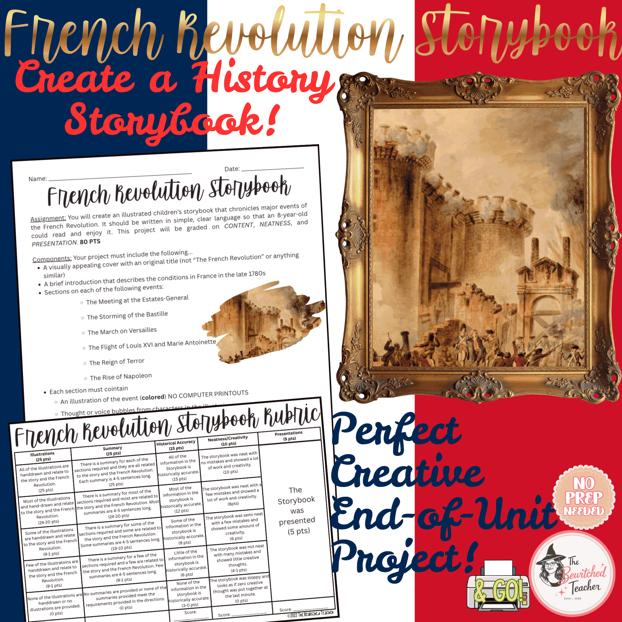 French Revolution Storybook Project | World History Assignment | BUNDLE