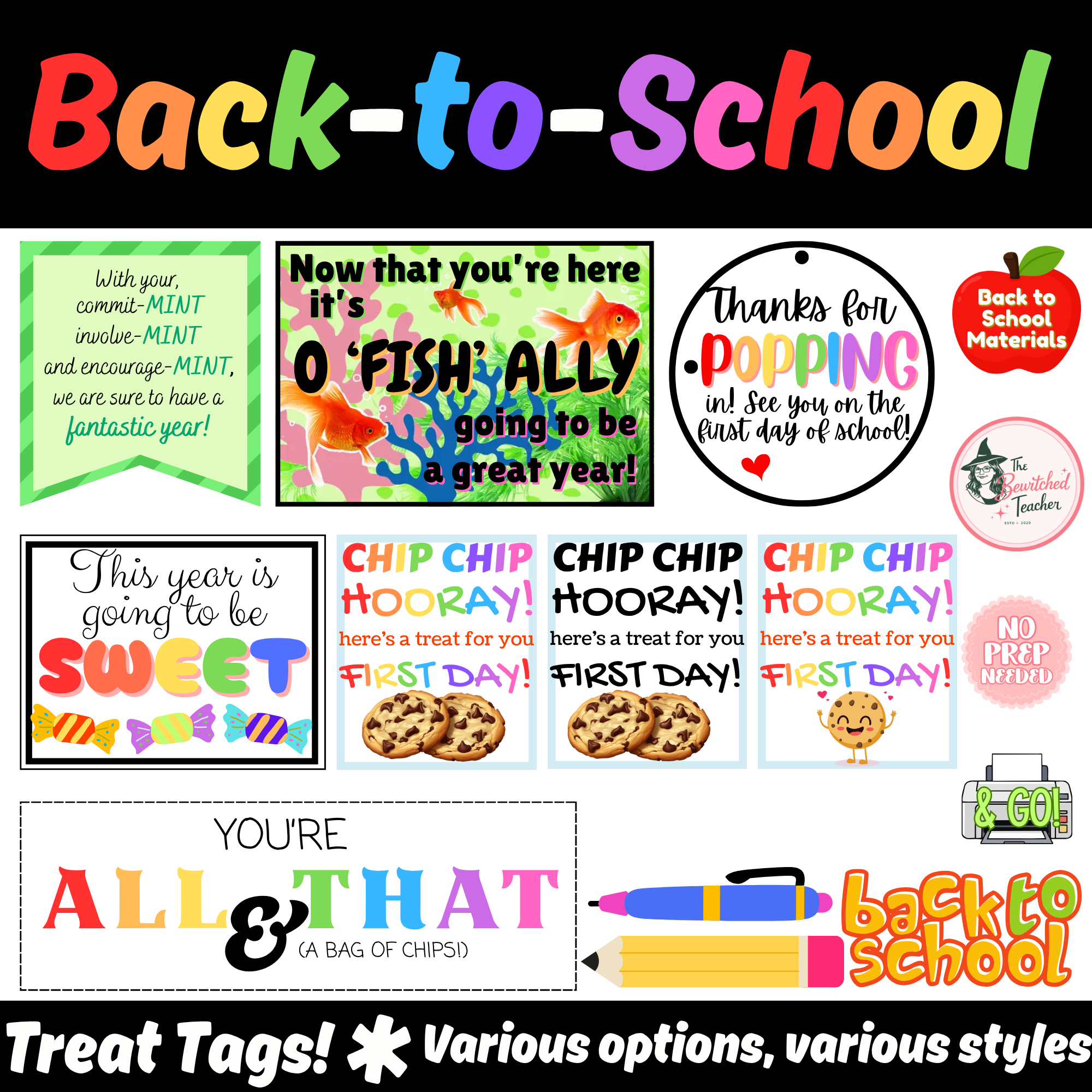 Back to School Treat Tags – Printable PDF Set