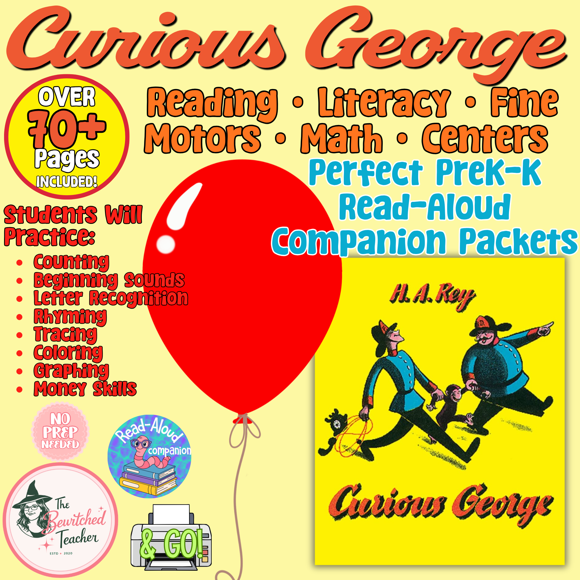 Curious George PreK-K Read-Aloud Companion | 70+ No Prep Literacy, Math & More!